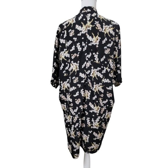 Liquorish Size 10/38 Black with Cream & Tan Floral Pattern Midi Dress, NEW w/Tag - Picture 4 of 12